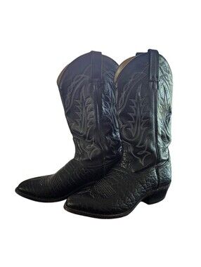 Tony Lama Black Leather Western Cowboy Boots